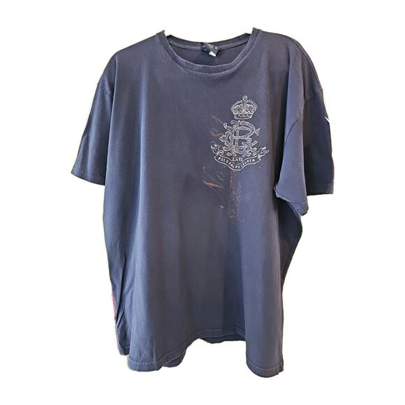 Vintage Polo Ralph Lauren Navy Crest Logo LXVII T-Shirt - Classic Fit, Men's XL - Picture 1 of 3